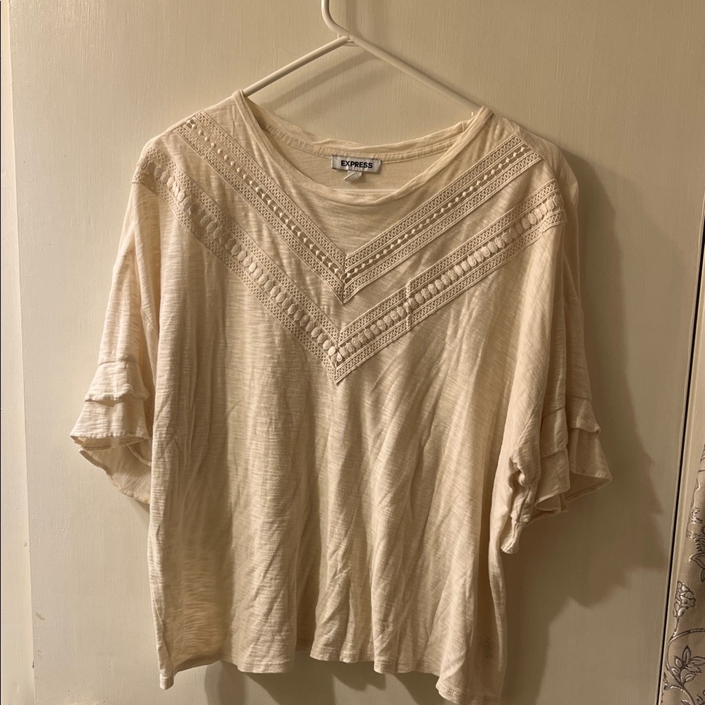 Express Cream Short Sleeve Top